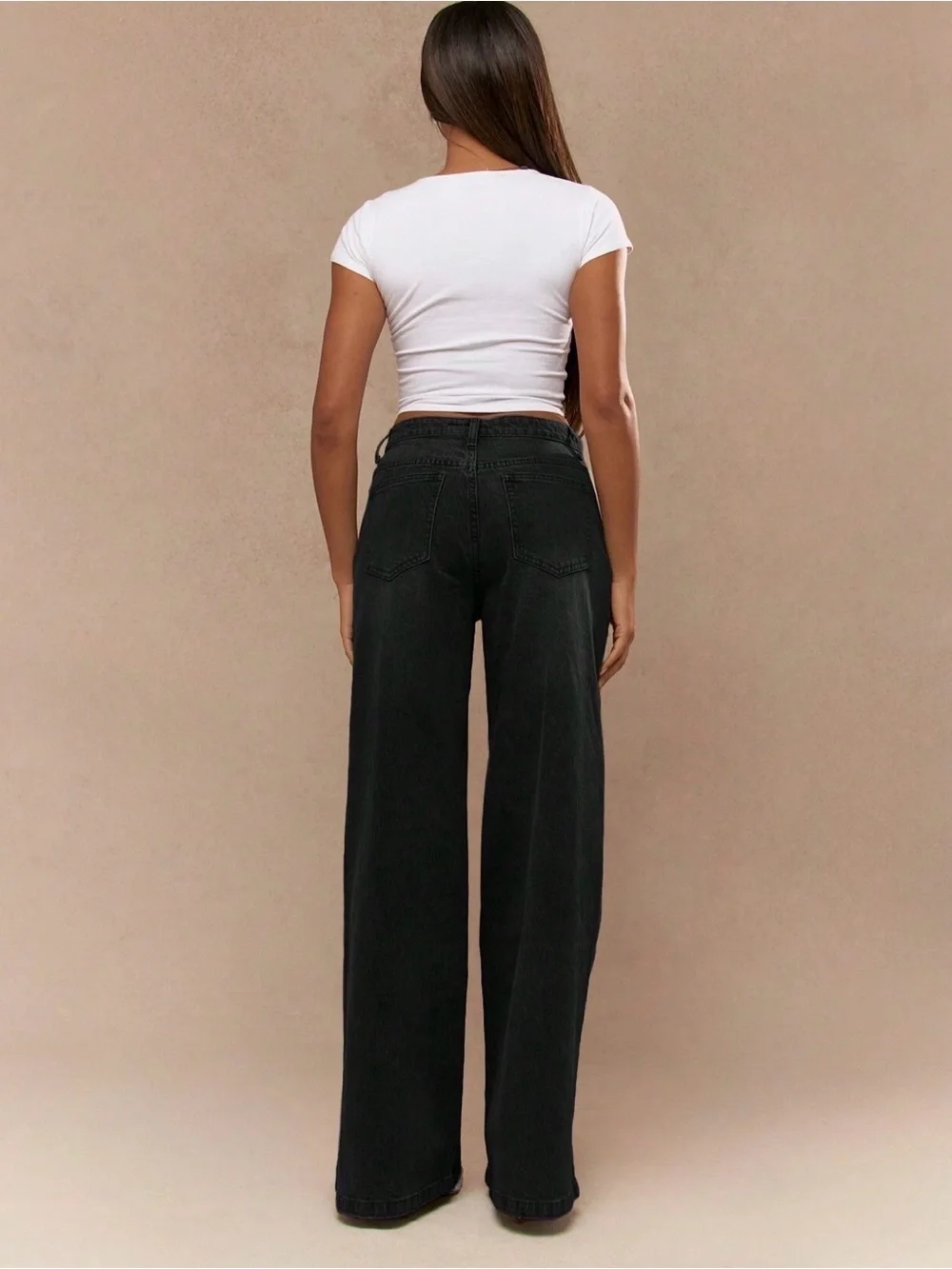 MISSGUIDED Wide Leg High Rise Black Denim Jeans Black Size 29 NWT IN PACKAGE - Picture 2 of 12